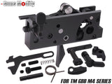 Guns Modify アルミCNCトリガーボックス + MIM スチール ファイアリングパーツセット for TM GBB M4 [トリガーデザイン：AR STD/ Gスタイル]