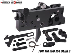 Guns Modify アルミCNCトリガーボックス + MIM スチール ファイアリングパーツセット for TM GBB M4 [トリガーデザイン：AR STD/ Gスタイル]