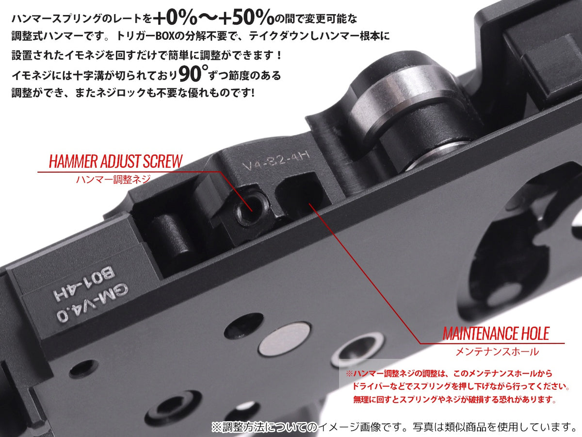 Guns Modify アルミCNCトリガーボックス + MIM スチール ファイアリングパーツセット for TM GBB M4 [トリガーデザイン：AR STD/ Gスタイル]
