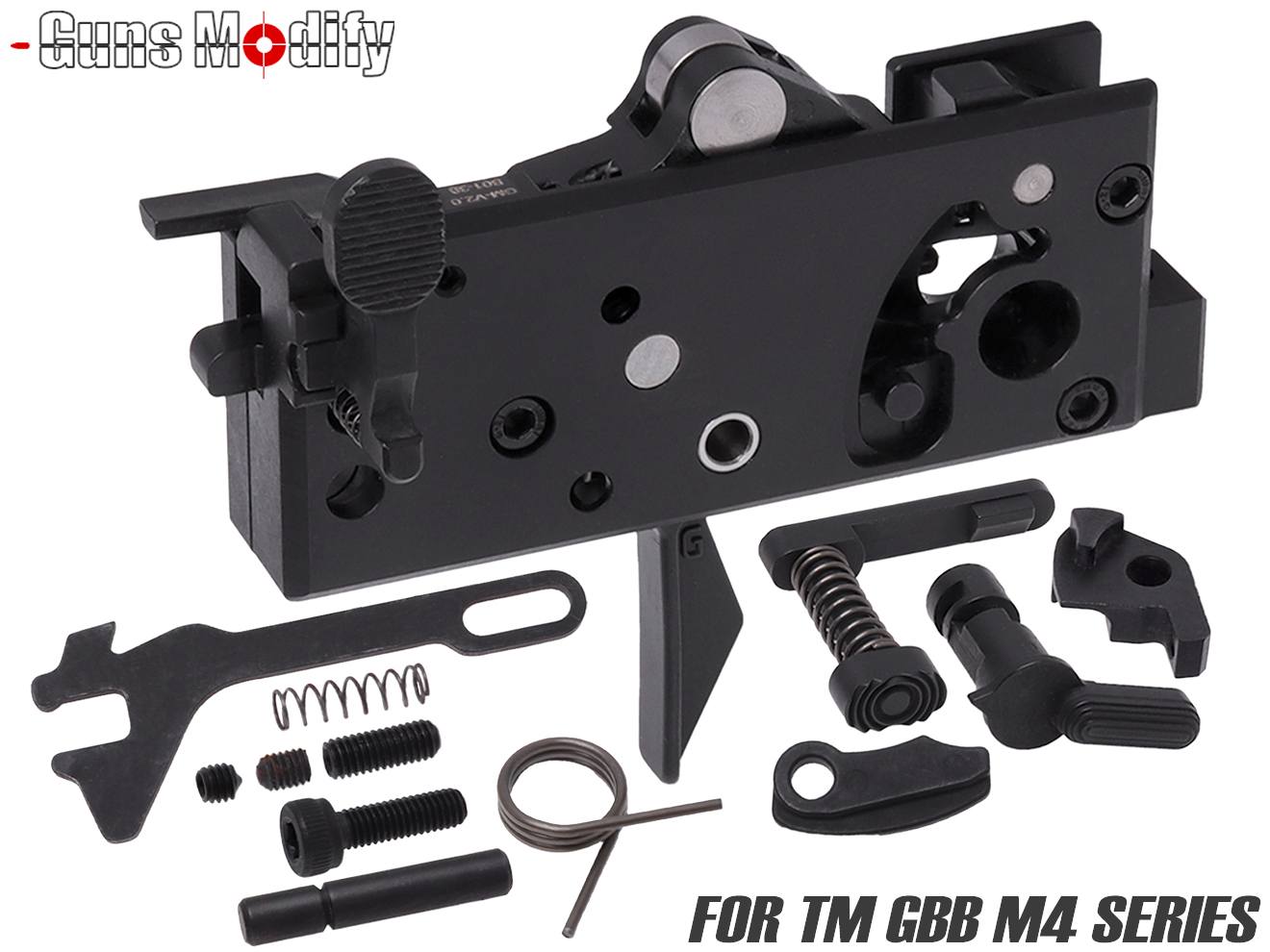 Guns Modify スチールCNCトリガーボックス + MIM スチール ファイアリングパーツセット for TM GBB M4 [トリガーデザイン：AR STD / Gスタイル]