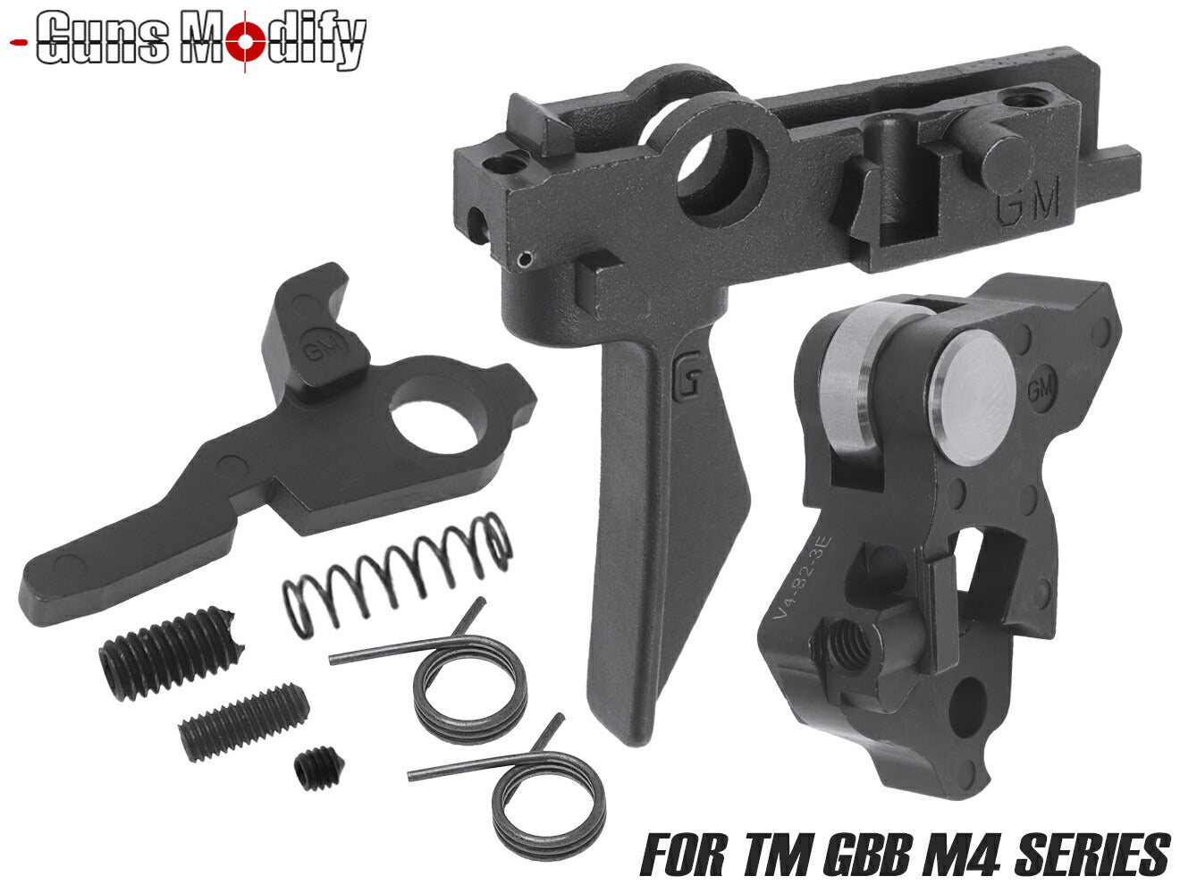 Guns Modify ダイレクトモード対応 MIMスチールアジャスタブルハンマー+アジャスタブルトリガーfor TM GBB M4 [トリガーデザイン：AR STD / Gスタイル]