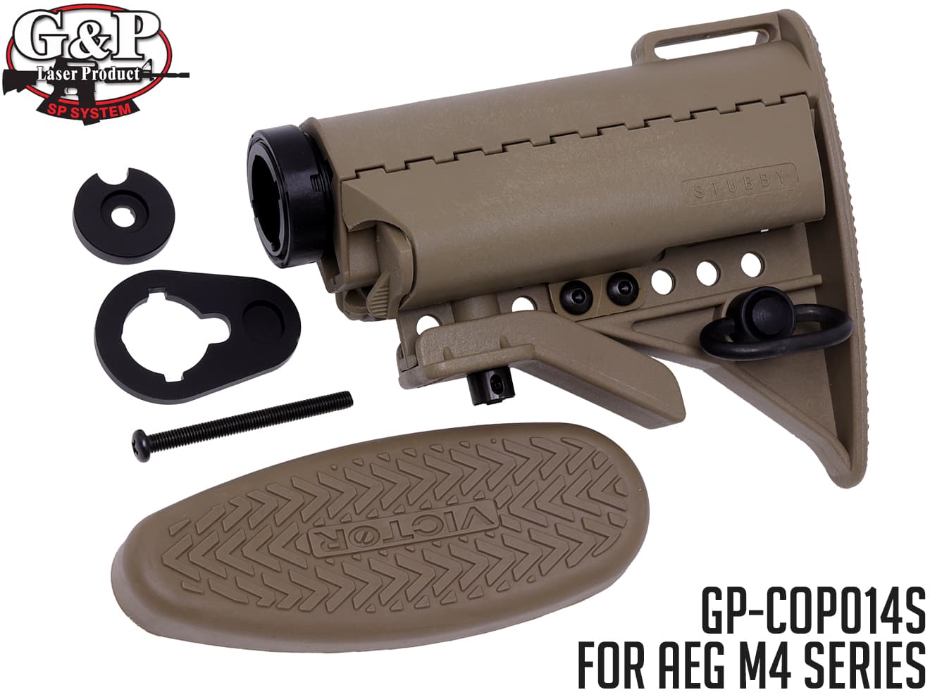 G&P Stubby バットストックセット w /  5Pバッファチューブ 東京マルイ スタンダード 電動M4シリーズ [カラー：ブラック / サンド]