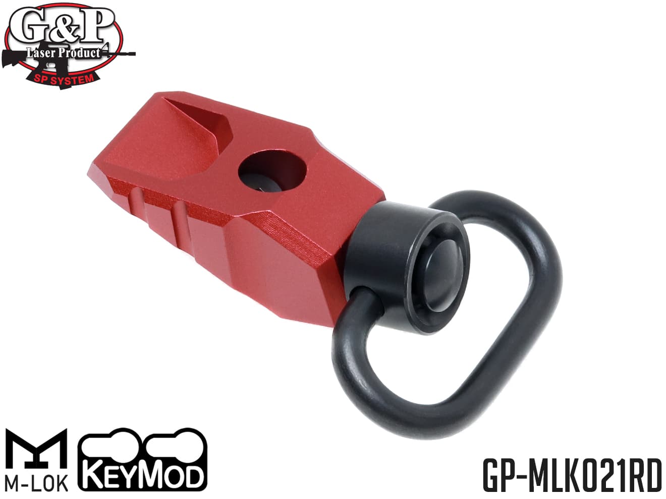 G&P M-LOK / Keymod アジャスタブル QD スリングスイベルマウント [カラー：ブラック / レッド]
