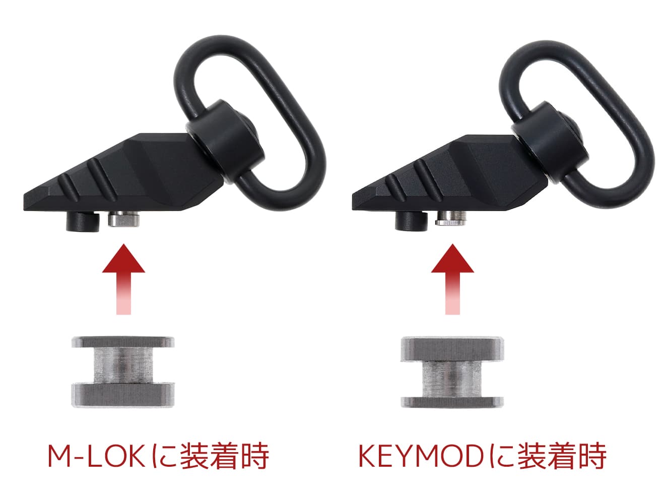 G&P M-LOK / Keymod レールセクション BK [スロット数：５スロットw / QD / ４スロット(85mm) / ４スロット(64mm)]