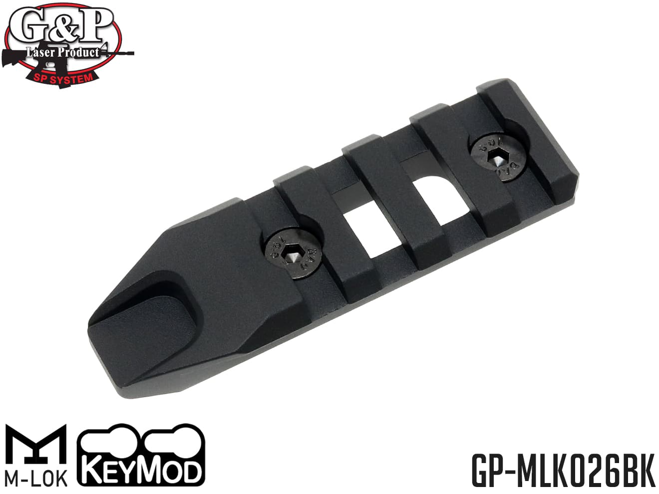 G&P M-LOK / Keymod レールセクション BK [スロット数：５スロットw / QD / ４スロット(85mm) / ４スロット(64mm)]