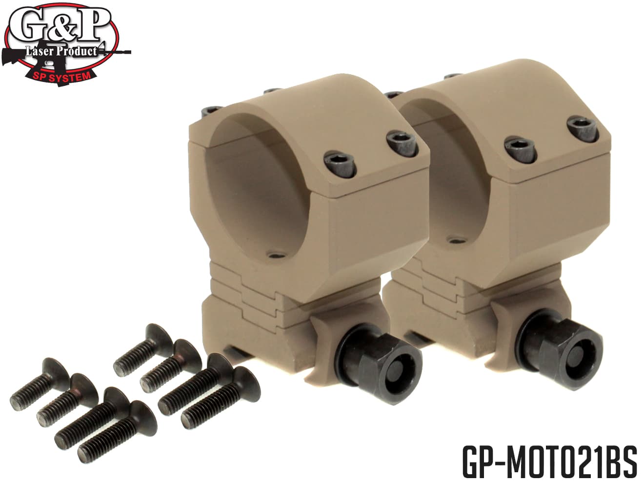 G&P KACタイプ アジャスタブル 30mm リングマウント for 20mmレール [ブラック / サンド]