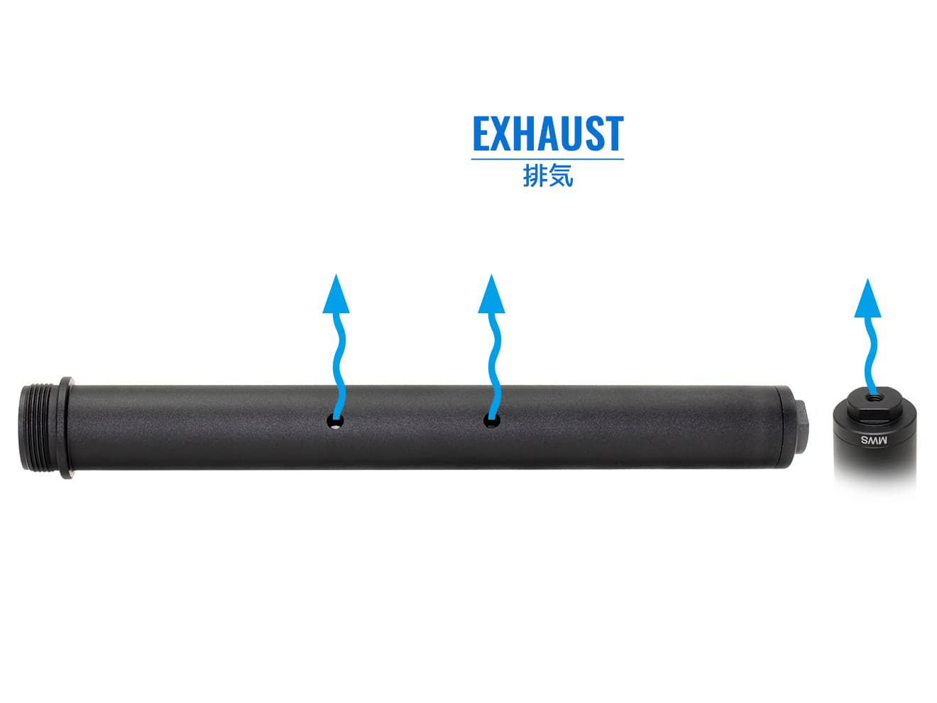 G&P MWS バッファチューブ MAGPUL PRS(ロング) BK for 東京マルイ GBB M4 [セット内容：単品 / ローラーボルトB付]