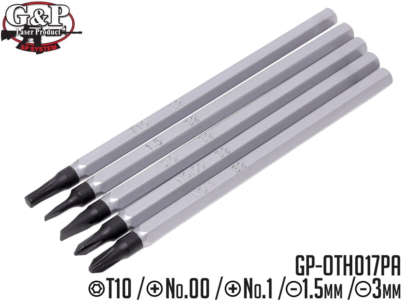 G&P プレシジョンスクリュードライバーセット(P / S)(5本) [セット内容：ハンドル付 / ビットのみ]