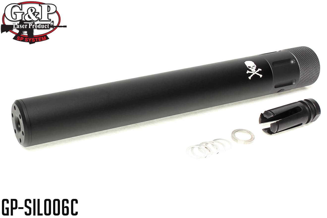 G&P M16 QD サイレンサー ロング BK w /  Vortexタイプハイダー 14mm正ネジ [マーキング：Silence Killer / BlackWater]
