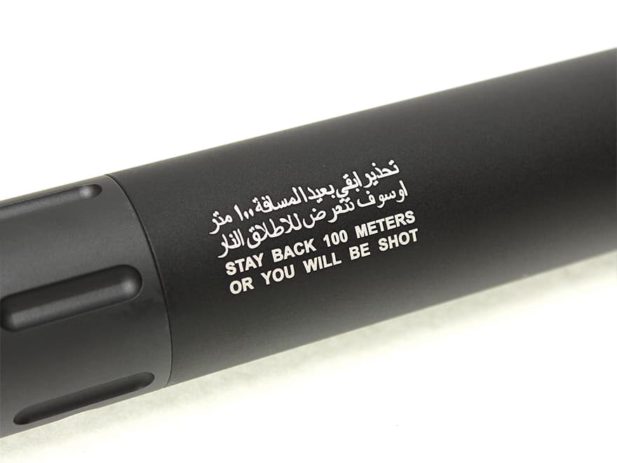 G&P M16 QD サイレンサー ロング BK w /  Vortexタイプハイダー 14mm逆ネジ [マーキング：US SOCOM / NSWC / Special Forces / BlackWater]