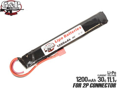 G&P 11.1v 1200mAh (30C) リチウムポリマーバッテリー [コネクタ種別：7.2VミニS / ミニ2P / 2P]