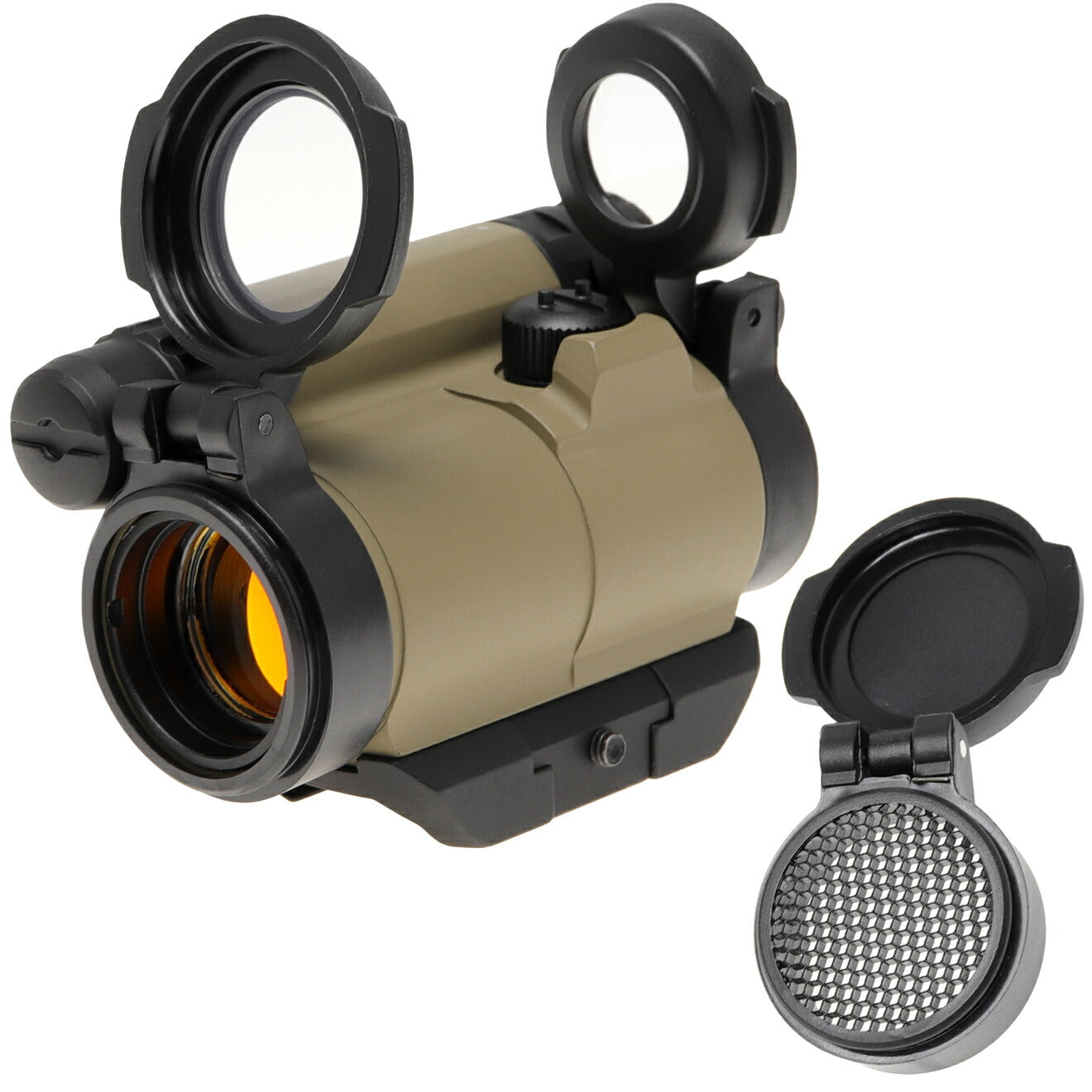 MILITARY BASE M5type レッドドットサイト ローマウント w/キルフラッシュ&フリップアップキャップ [カラー：BK / TAN]