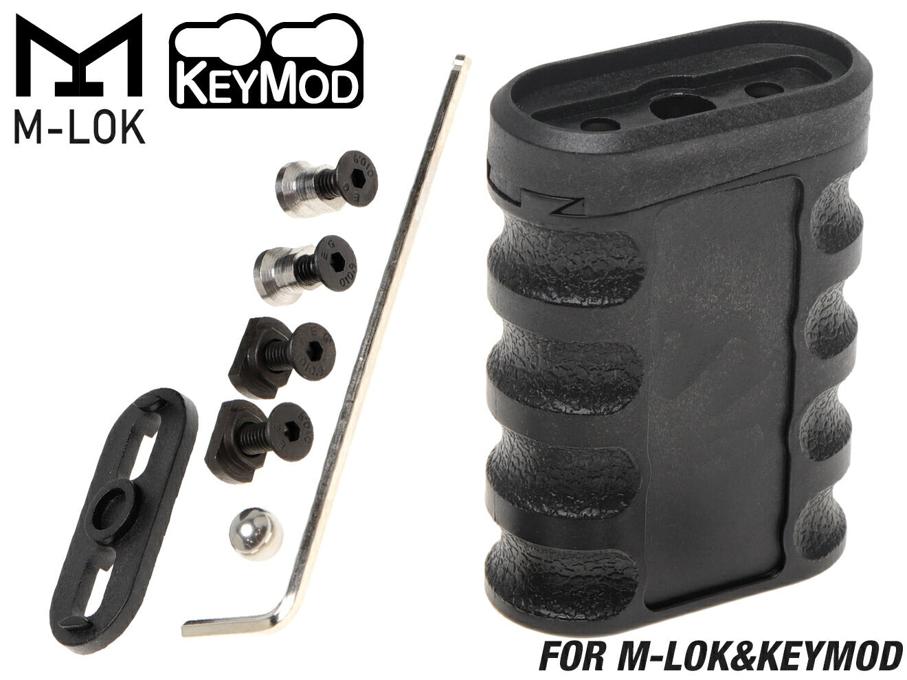 MILITARY BASE 0-8 マルチアングル バーティカルグリップ for Keymod/M-LOK [カラー：BK / FDE][素材：アルミCNC / ポリマー樹脂]