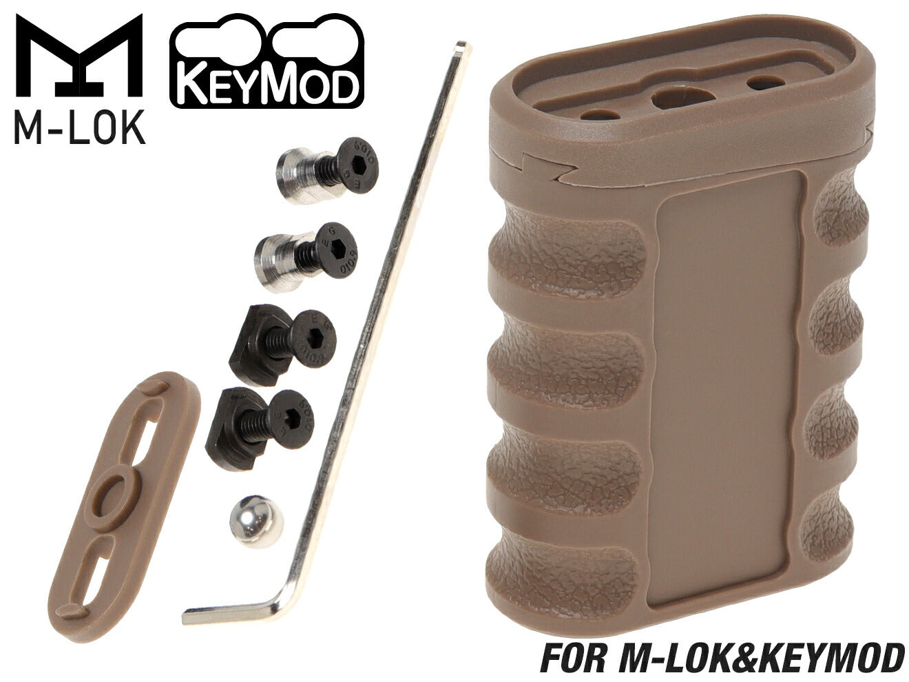 MILITARY BASE 0-8 マルチアングル バーティカルグリップ for Keymod/M-LOK [カラー：BK / FDE][素材：アルミCNC / ポリマー樹脂]