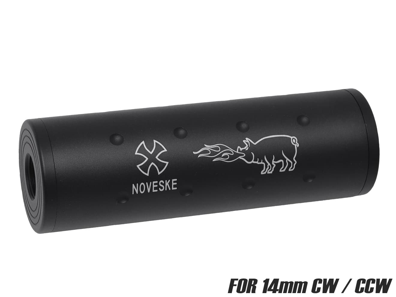 MILITARY-BASE 108mm ショートサイレンサー 14mm正 / 逆ネジ対応 [マーキング：NOVESKE / VLTOR / USAF / SF]