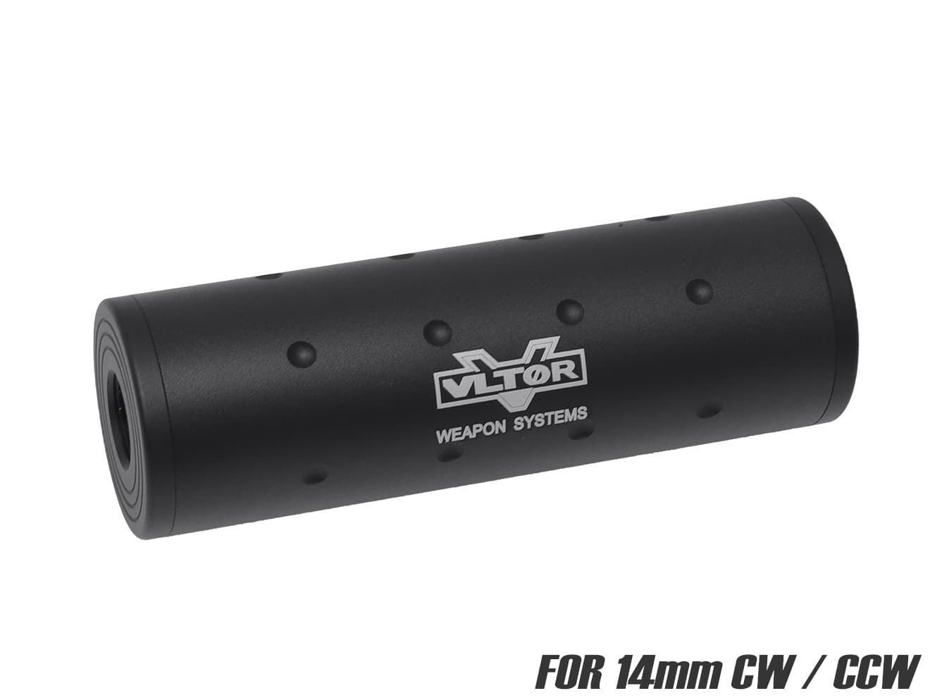 MILITARY-BASE 108mm ショートサイレンサー 14mm正 / 逆ネジ対応 [マーキング：NOVESKE / VLTOR / USAF / SF]