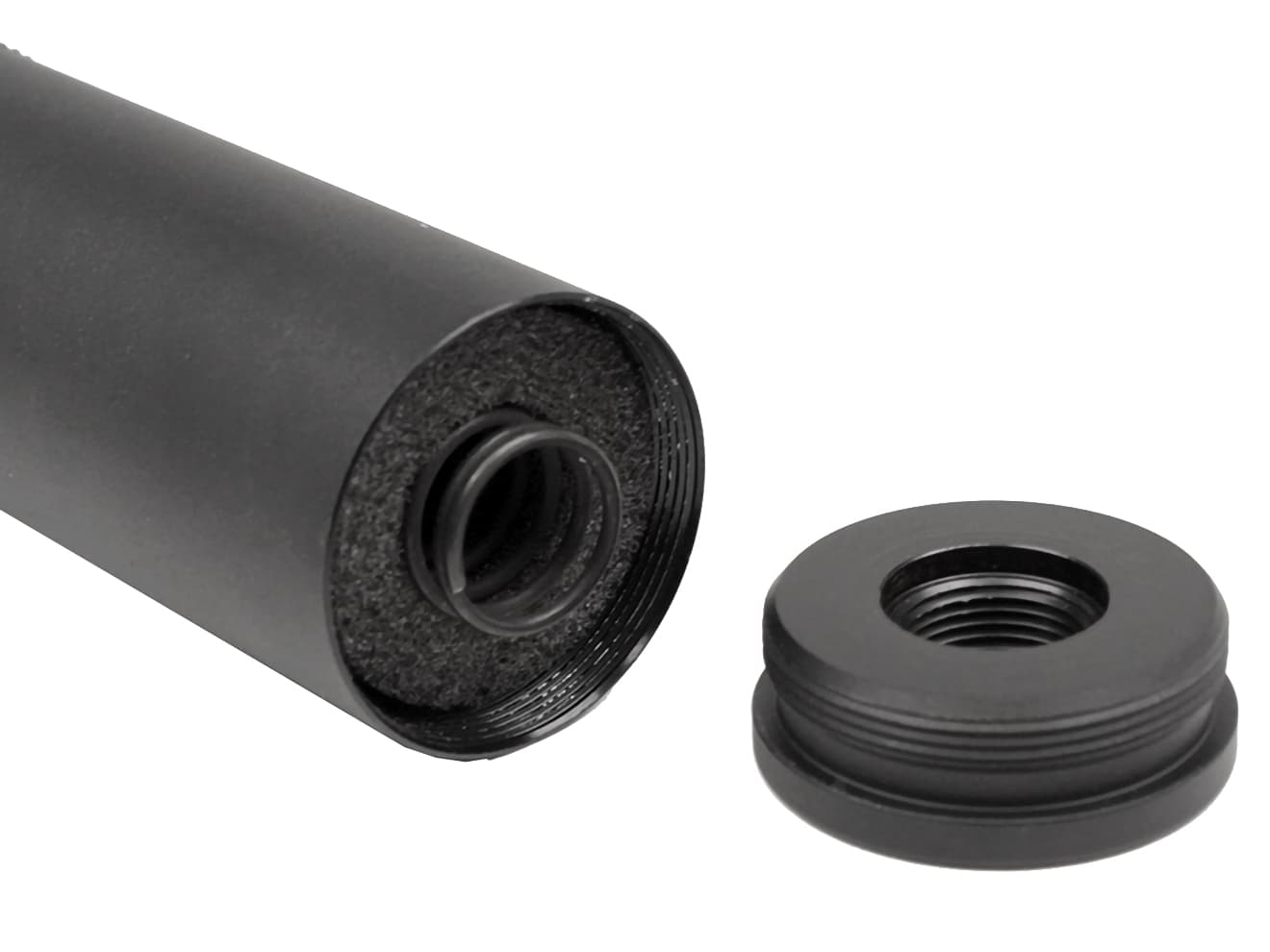 MILITARY-BASE 198mm サイレンサー 14mm正 / 逆ネジ対応 [マーキング：NOVESKE / VLTOR / USAF / SF / TROY / KAC]