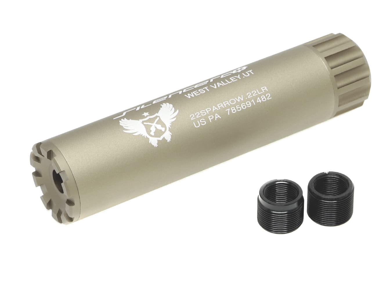 MILITARY-BASE SLCスタイル .22LR サイレンサー 35x150 14mm正 / 逆ネジ対応 [カラー：ブラック / TAN]