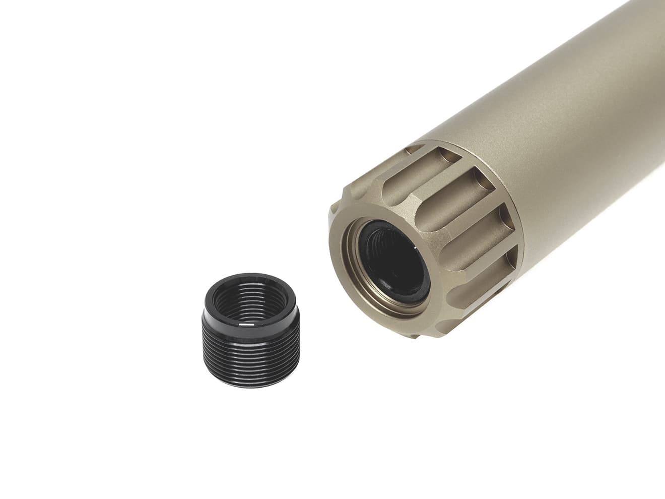 MILITARY-BASE SLCスタイル .22LR サイレンサー 35x150 14mm正 / 逆ネジ対応 [カラー：ブラック / TAN]