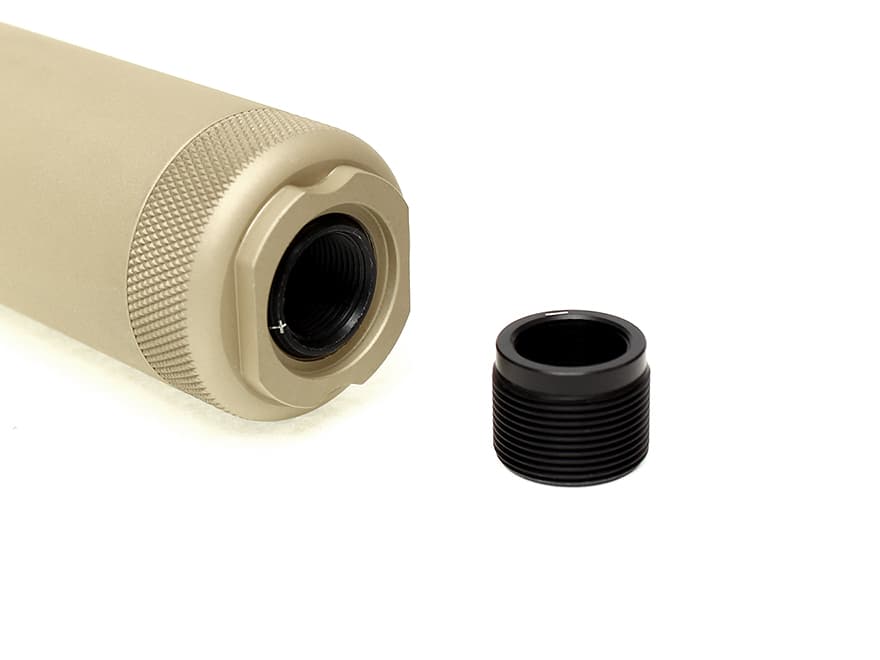 MILITARY-BASE SLCスタイル SPECWAR-1 サイレンサー 38x185 14mm正 / 逆ネジ対応 [カラー：ブラック / TAN]