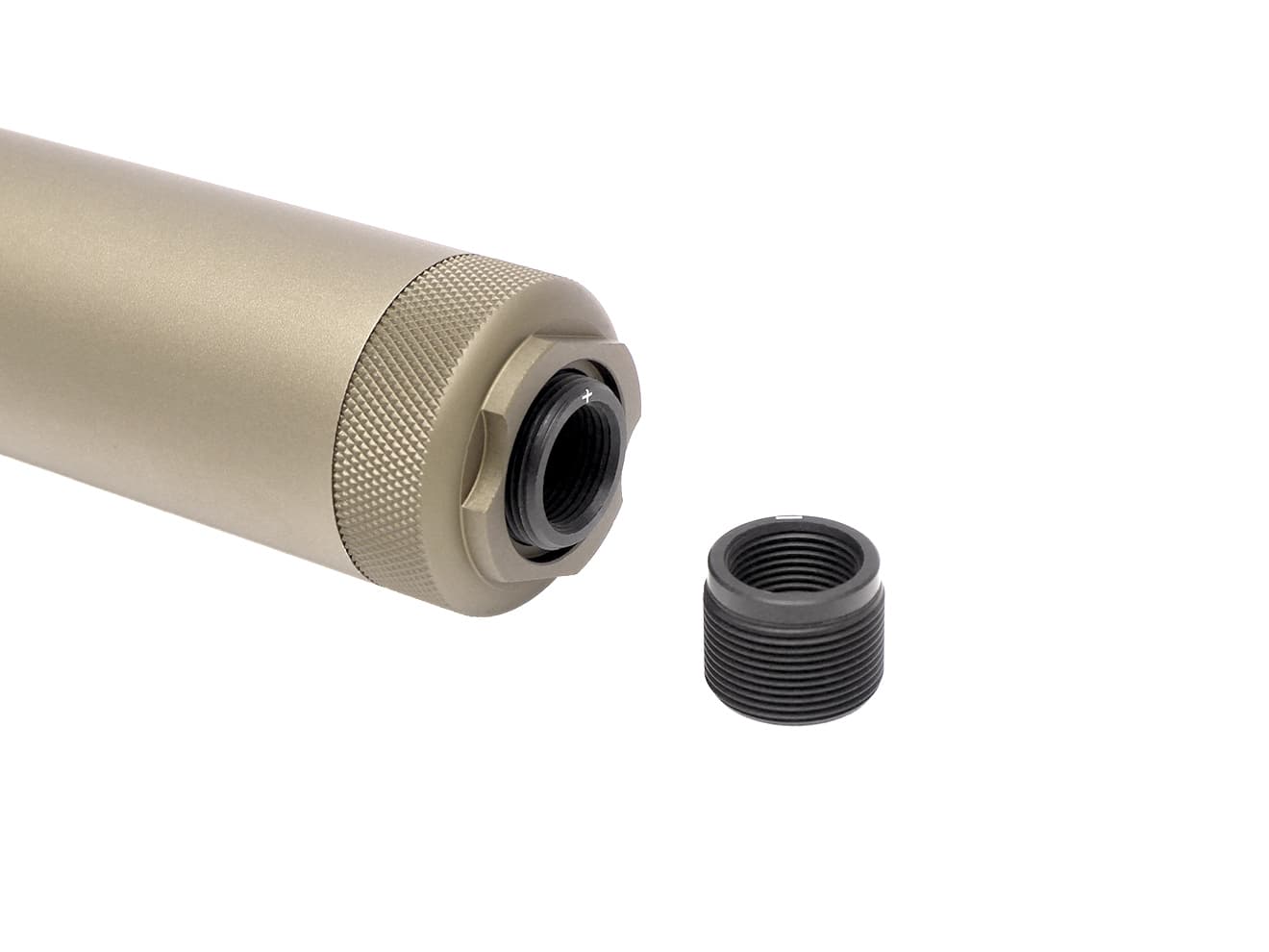 MILITARY-BASE SLCスタイル SPECWAR-2 サイレンサー 38x230 14mm正 / 逆ネジ対応 [カラー：ブラック / TAN]