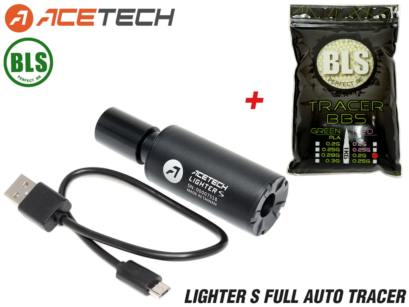 90日保証&日本語取説付 ACETECH LIGHTER S フルオートトレーサー  [商品構成：本体のみ / 本体+蓄光BB / 本体+蓄光バイオBB]