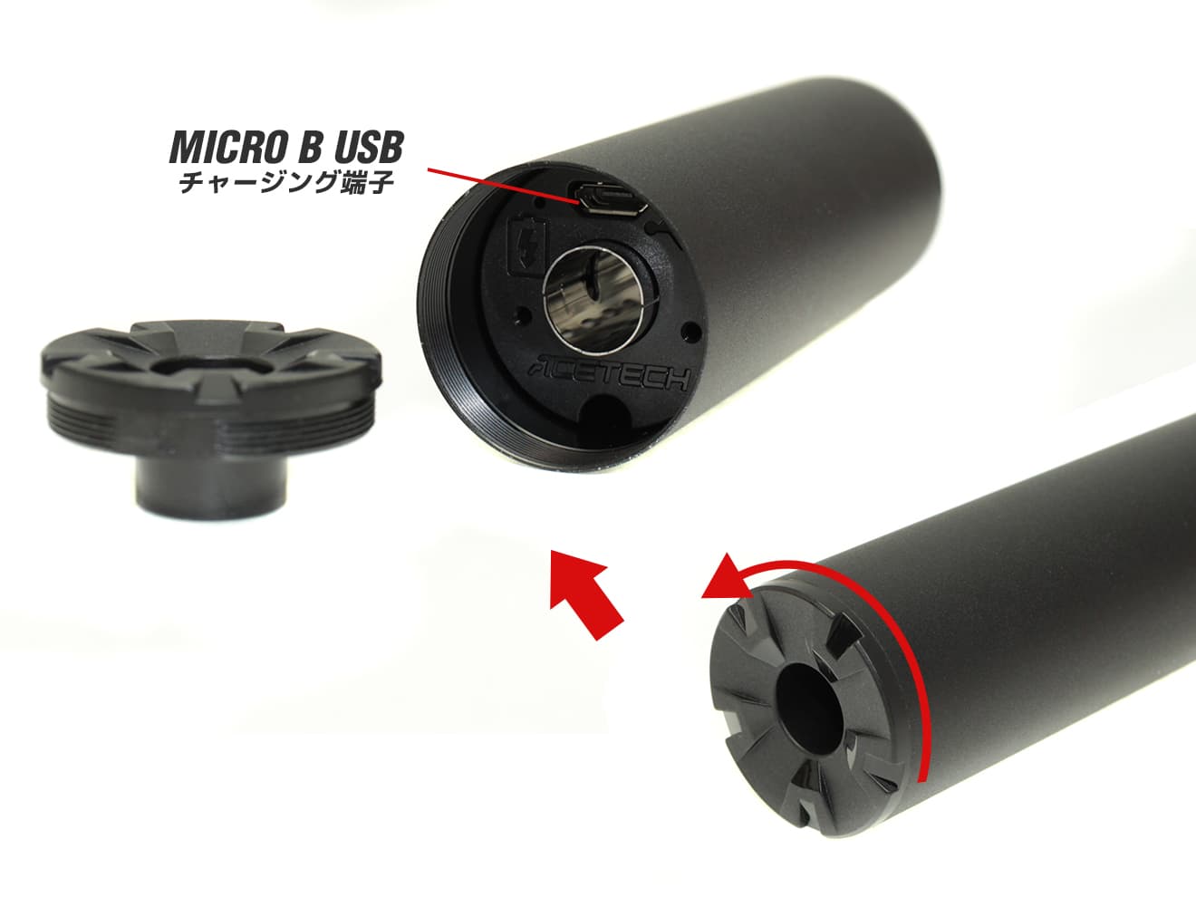 90日保証&日本語取説付 ACETECH LIGHTER フルオートトレーサー [商品構成：本体のみ / 本体+蓄光BB / 本体+蓄光バイオBB / ケース付 / ケース付+蓄光BB / ケース付+蓄光バイオBB]