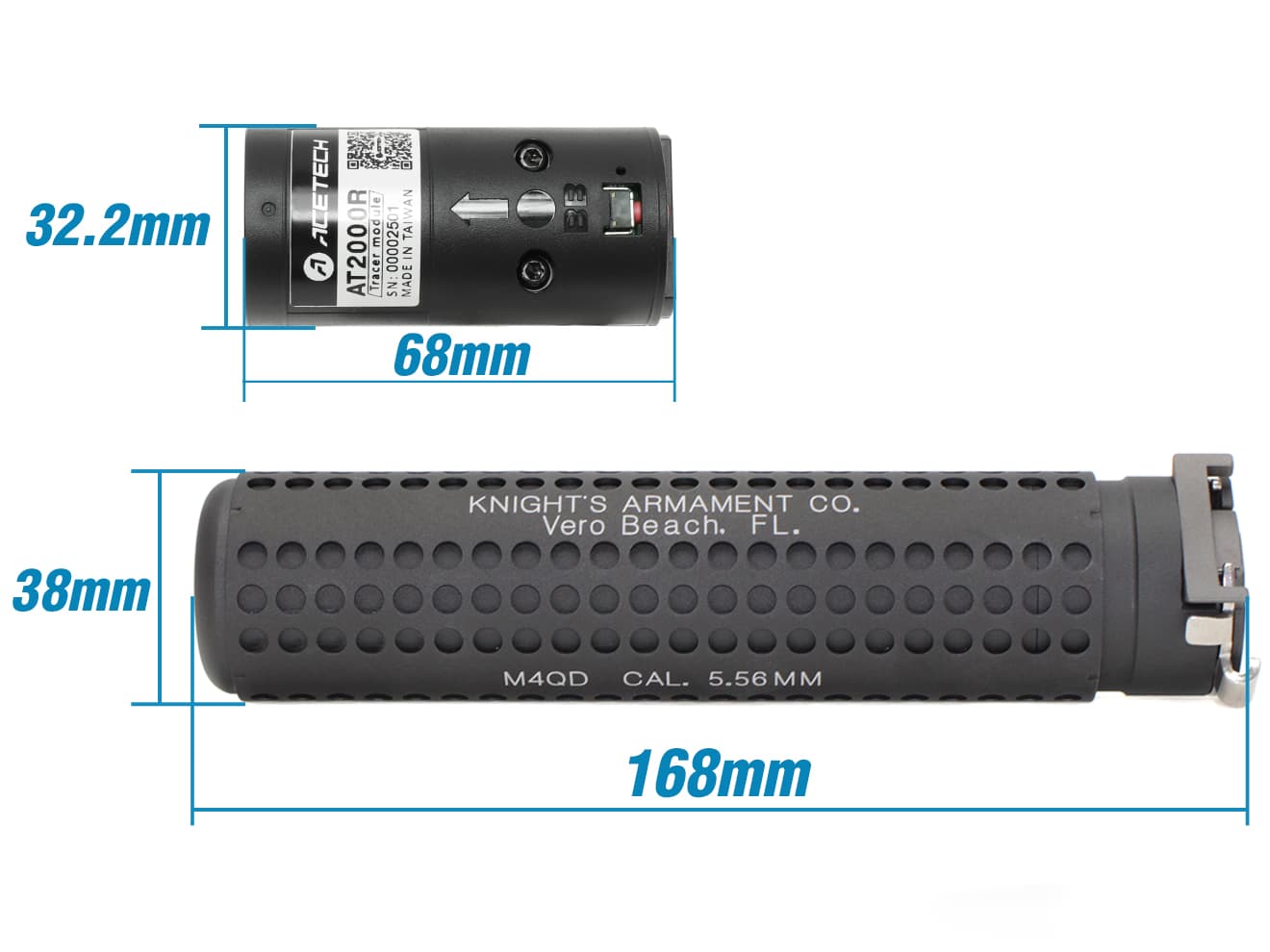 1年間保証&日本語取説付 ACETECH AT2000R スーパーシャイン フルオートトレーサー w/ VFC M4 KAC サプレッサー [商品構成：本体 / 本体+蓄光BB / 本体+蓄光バイオBB]