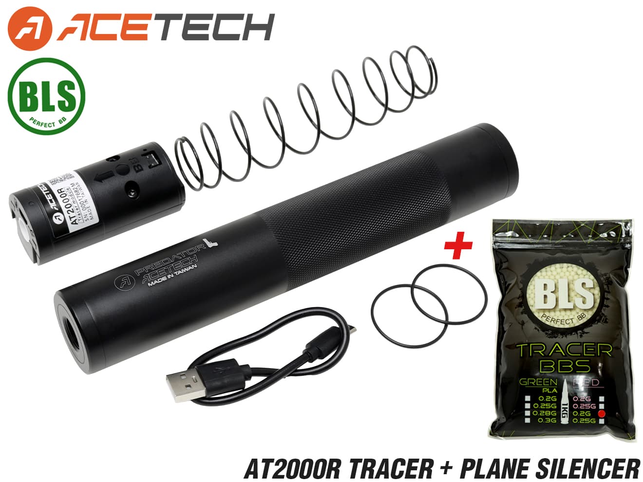 1年間保証&日本語取説付 ACETECH AT2000R スーパーシャイン フルオートトレーサー w/ プレーンサイレンサー [商品構成：本体のみ / 本体+蓄光BB / 本体+蓄光バイオBB]