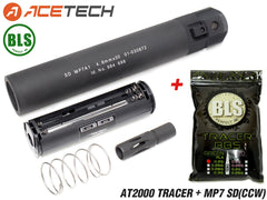 90日保証&日本語取説付 ACETECH AT2000 スーパーシャイン フルオートトレーサー w/ MP7タイプ サイレンサー（マルイ) [商品構成：本体のみ / 本体+蓄光BB / 本体+蓄光バイオBB / 本体+電池]