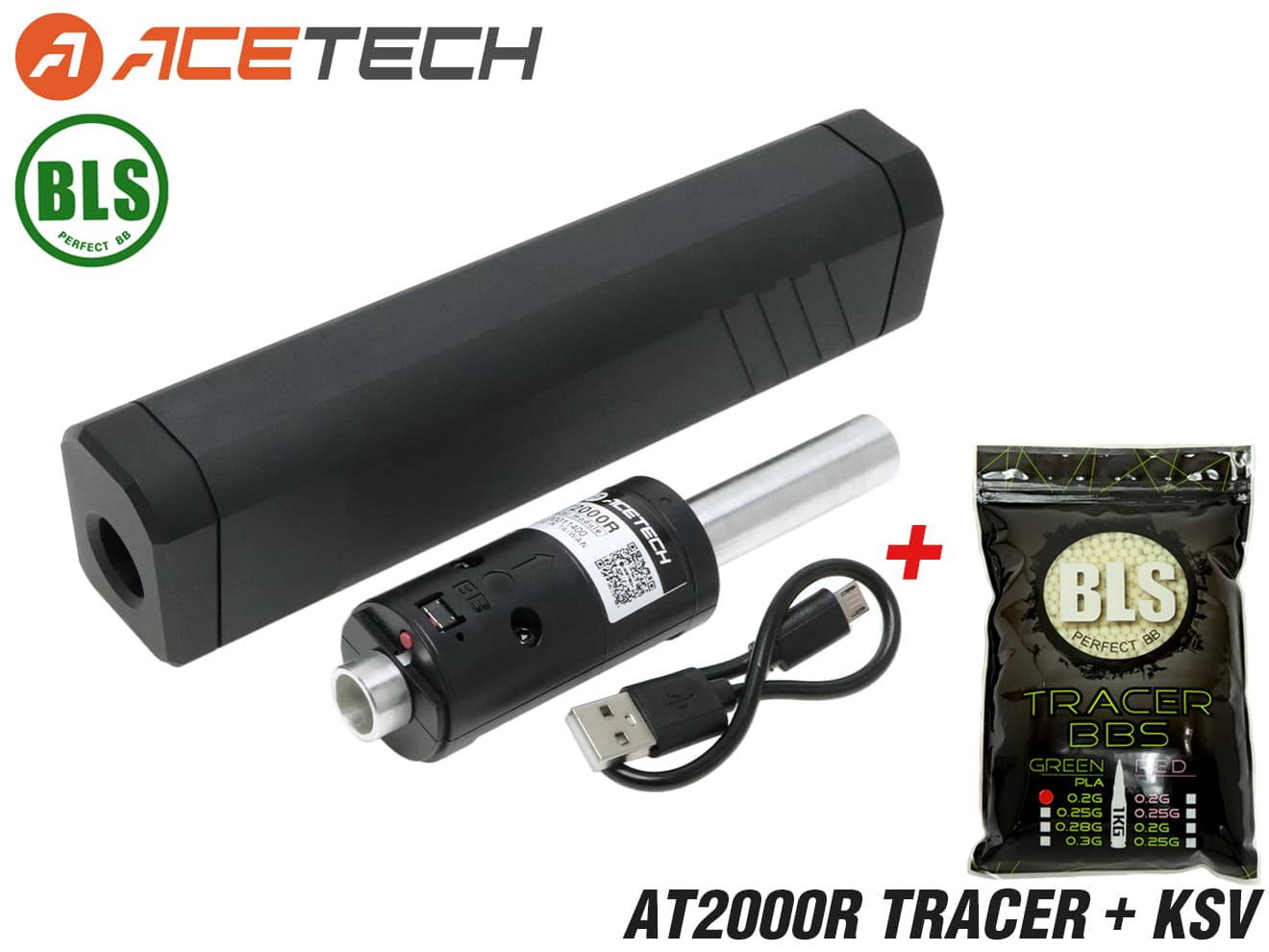 1年間保証&日本語取説付 ACETECH AT2000R フルオートトレーサー w/ KRISS VECTORタイプ サイレンサー [商品構成：本体のみ / 本体+蓄光BB / 本体+蓄光バイオBB]
