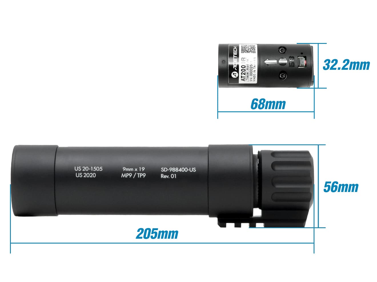 1年間保証&日本語取説付 ACETECH AT2000R スーパーシャイン フルオートトレーサー w/ MP9/TP9 サプレッサー 2021Ver. [商品構成：本体のみ / 本体+蓄光BB / 本体+蓄光バイオBB]
