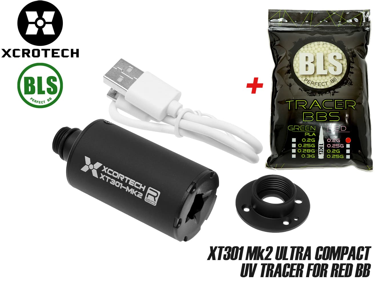 XCORTECH XT301Mk2 ウルトラコンパクト トレーサー for RED BB [商品構成：本体のみ / 本体＋赤色トレーサーBB弾0.2g(1kg) / 本体＋赤色トレーサーBB弾0.25g(1kg)]