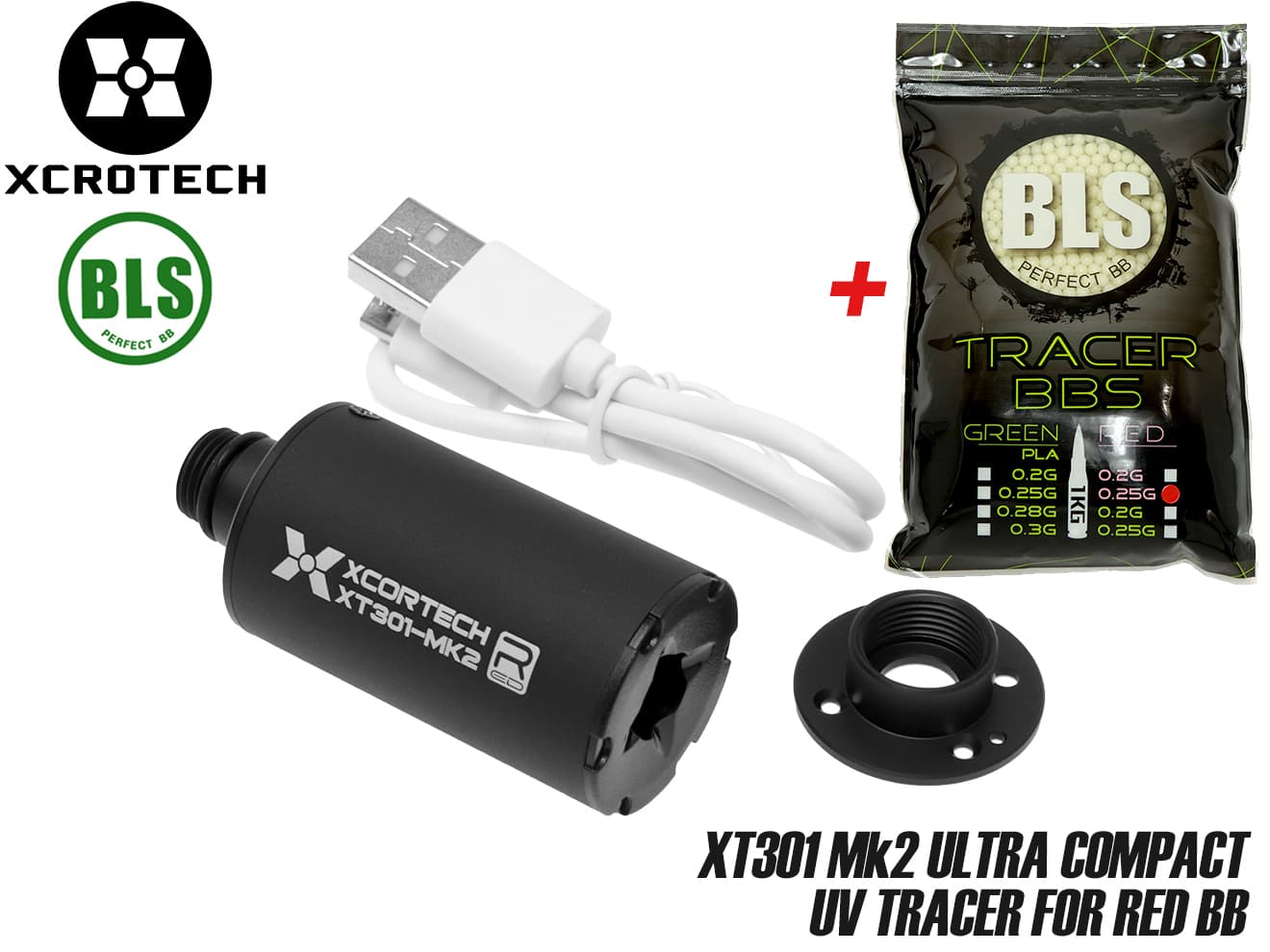 XCORTECH XT301Mk2 ウルトラコンパクト トレーサー for RED BB [商品構成：本体のみ / 本体＋赤色トレーサーBB弾0.2g(1kg) / 本体＋赤色トレーサーBB弾0.25g(1kg)]