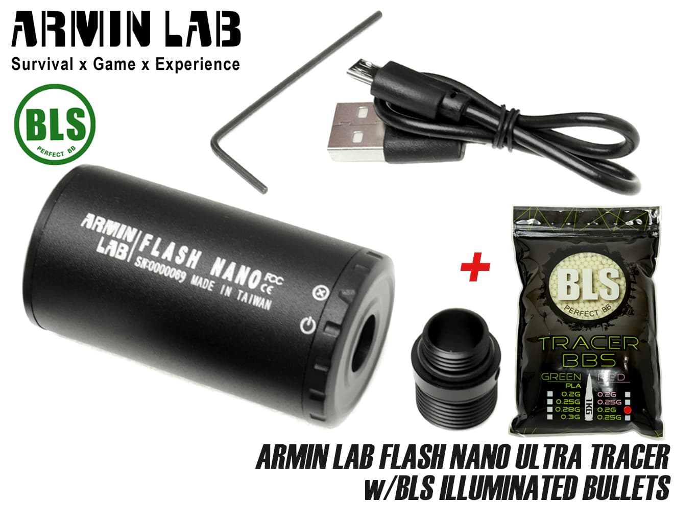 ARMIN LAB FLASH NANO UVトレーサー [商品構成：本体のみ / 本体+蓄光BB / 本体+蓄光バイオBB]