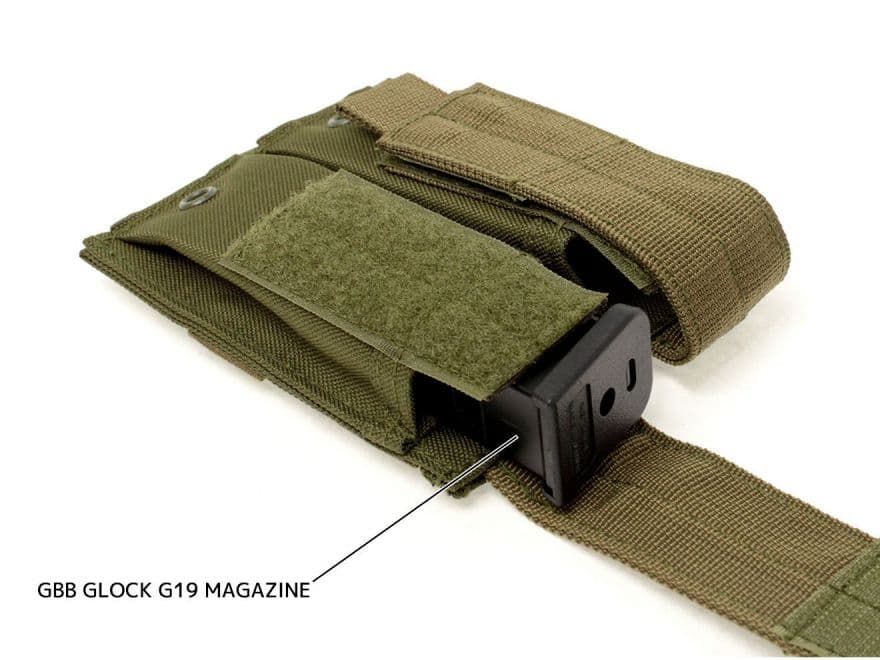 MILITARY BASE ダブルマガジンポーチ ハンドガン用 [カラー：BK / OD]