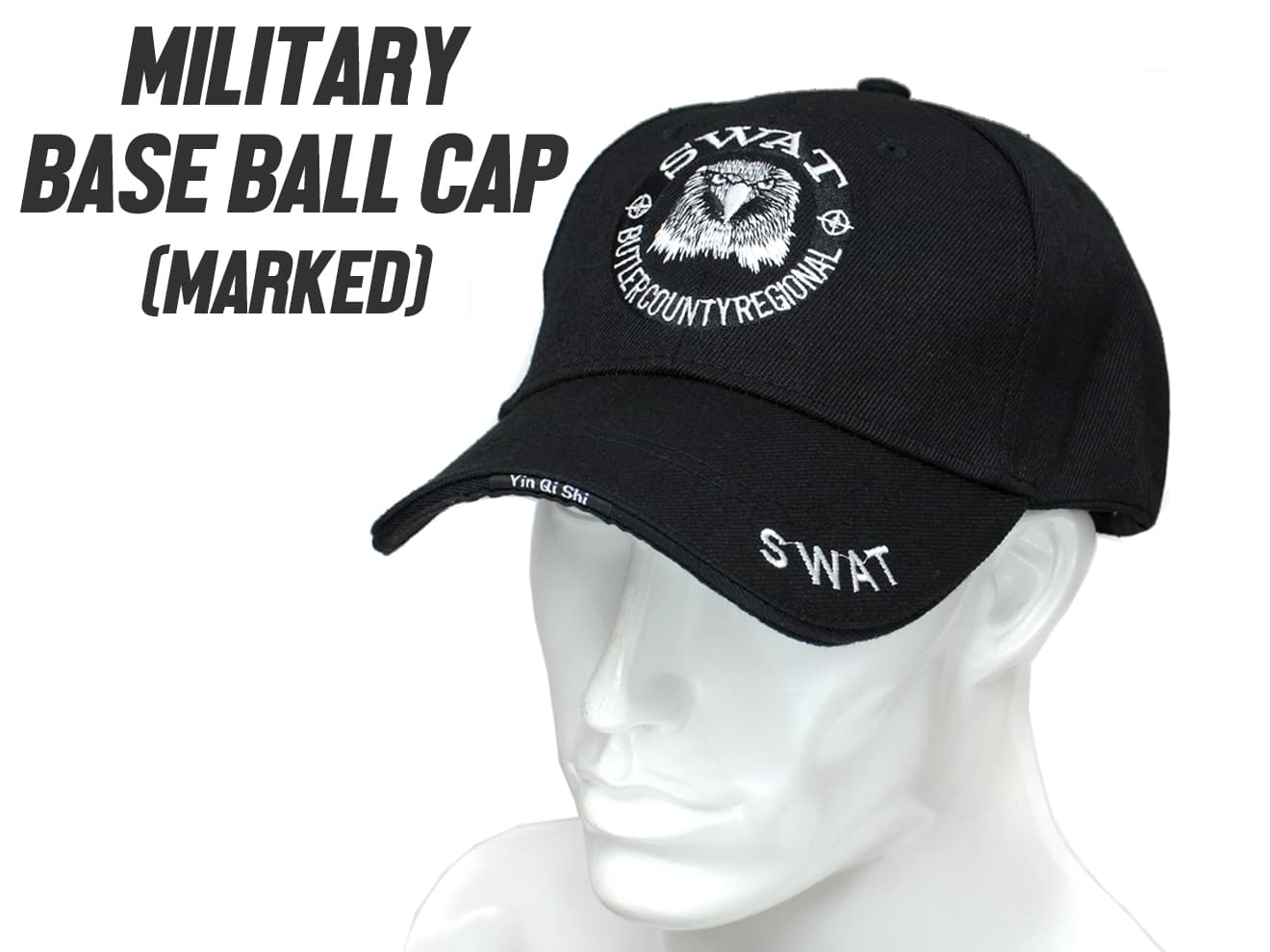 MILITARY BASE ミリタリー ベースボールキャップ [デザイン・カラー：US ARMY・BK / US ARMY2・BK / BOMB SQUAD・BK / SWAT・BK / SWAT2・BK / CSI・BK / US ARMY・LTAN / BOMB SQUAD・LTAN / SEALs・LTAN]