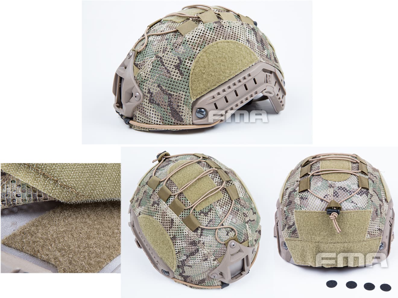 FMA バリスティックタイプ メッシュヘルメットカバー w/ ランヤード [カラー/サイズ：BK・Lサイズ / BK・Mサイズ / MC・Lサイズ / OD・Lサイズ]