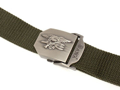 MILITARY BASE SUSバックル オペレーター ベルト [デザイン・カラー：ソリッド・BK / NSWC・BK / US AIRFORCE・BK / US Utility・BK / ソリッド・OD / NSWC・OD / US AIRFORCE・OD / US Utility・OD / ソリッド・SAND / NSWC・SAND / US AIRFORCE・SAND / US Utility・SAND]