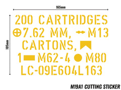 MILITARY-BASE(ミリタリーベース) アンモボックスカッティングステッカー 3枚セット [デザイン：M19A1 / M2A1 / PA108 / 3種セット]