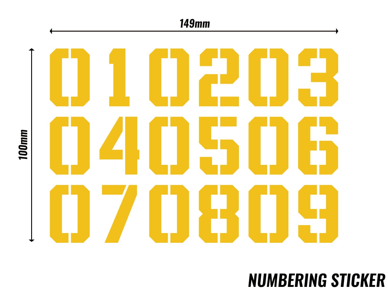 【送料無料】MILITARY-BASE(ミリタリーベース) ナンバリング カッティングステッカー [カラー：ブラック / イエロー / ホワイト]