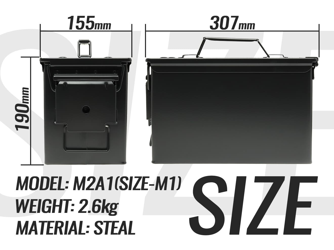 MILITARY-BASE(ミリタリーベース)M2A1タイプ .50 アンモボックス [BK