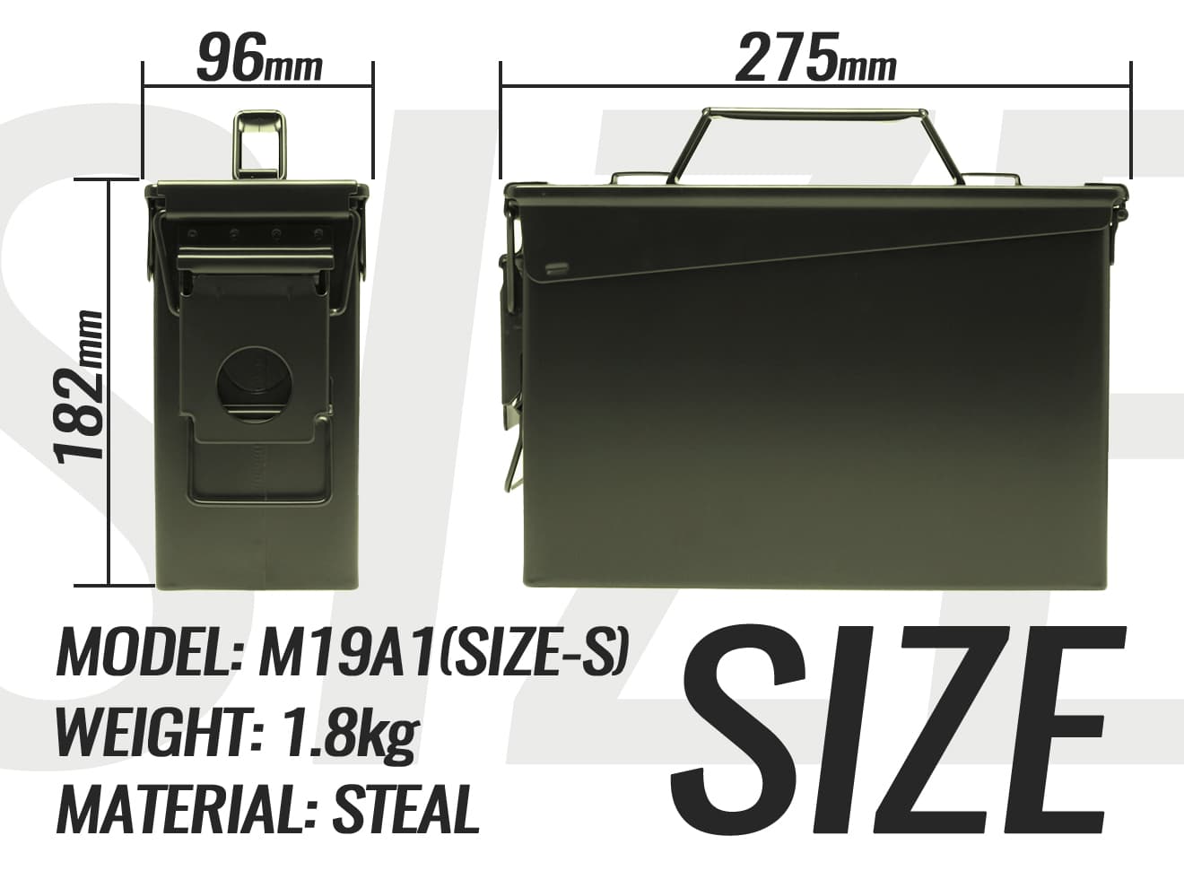 MILITARY-BASE(ミリタリーベース)M19A1タイプ 7.62 アンモボックス [BK本体 / BK本体+ステッカー / OD本体 / OD本体+ステッカー]