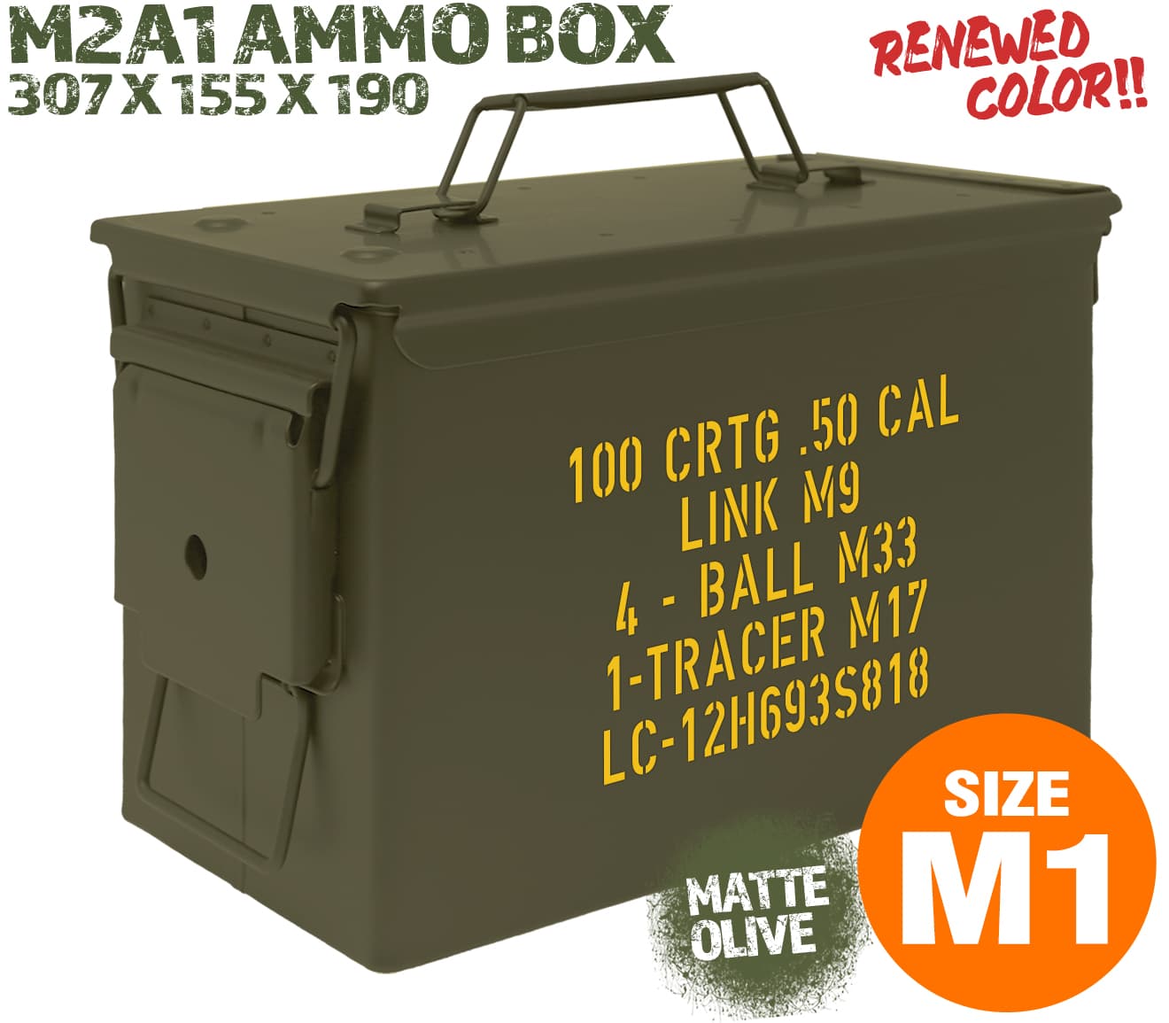 MILITARY-BASE(ミリタリーベース)M2A1タイプ .50 アンモボックス [BK本体 / BK本体ステッカー付 / OD本体 / OD本体ステッカー付]