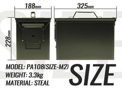 MILITARY-BASE(ミリタリーベース)PA108タイプ SAW アンモボックス [BK本体 / BK本体+ステッカー / OD本体 / OD本体+ステッカー]