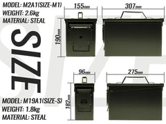 MILITARY-BASE(ミリタリーベース)M19A1タイプ  / M2A1タイプ アンモボックス 2個セット [カラー：ブラック / OD]