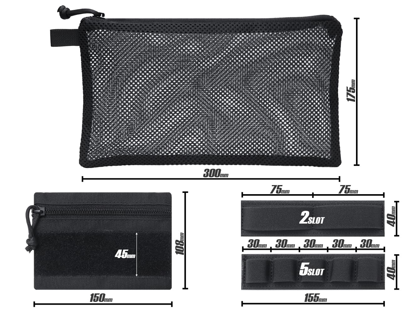 MILITARY BASE ベルクロインナー ナイロン ハンドガンケース 33cm [セット内容：単品 / Aセット / Bセット]
