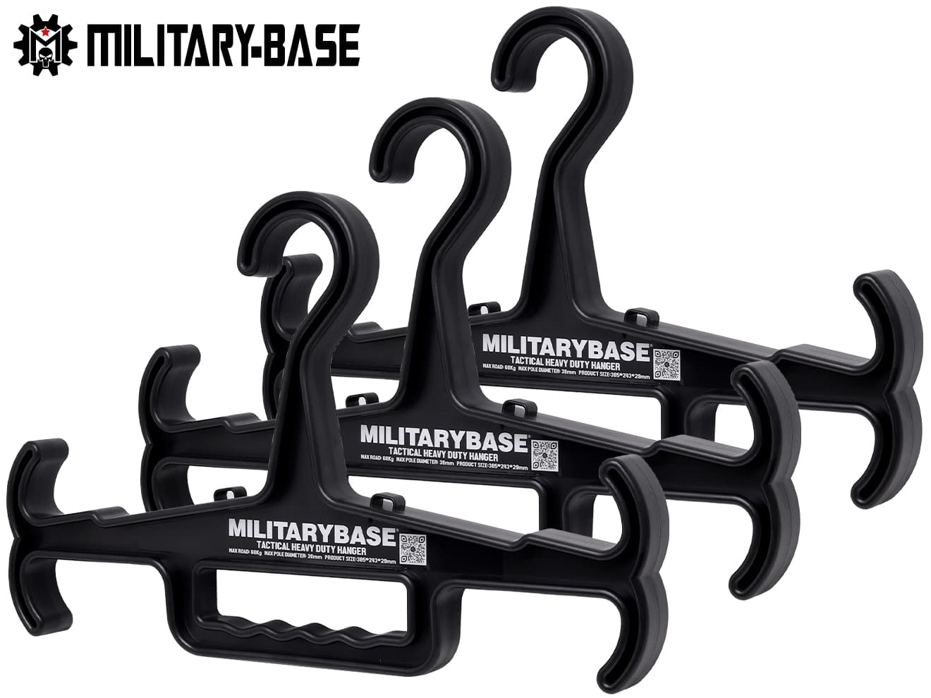 MILITARY BASE ヘビーデューティ タクティカル ハンガー EVO [セット内容：1個 / 3個 / 5個][カラー：BK / DE]