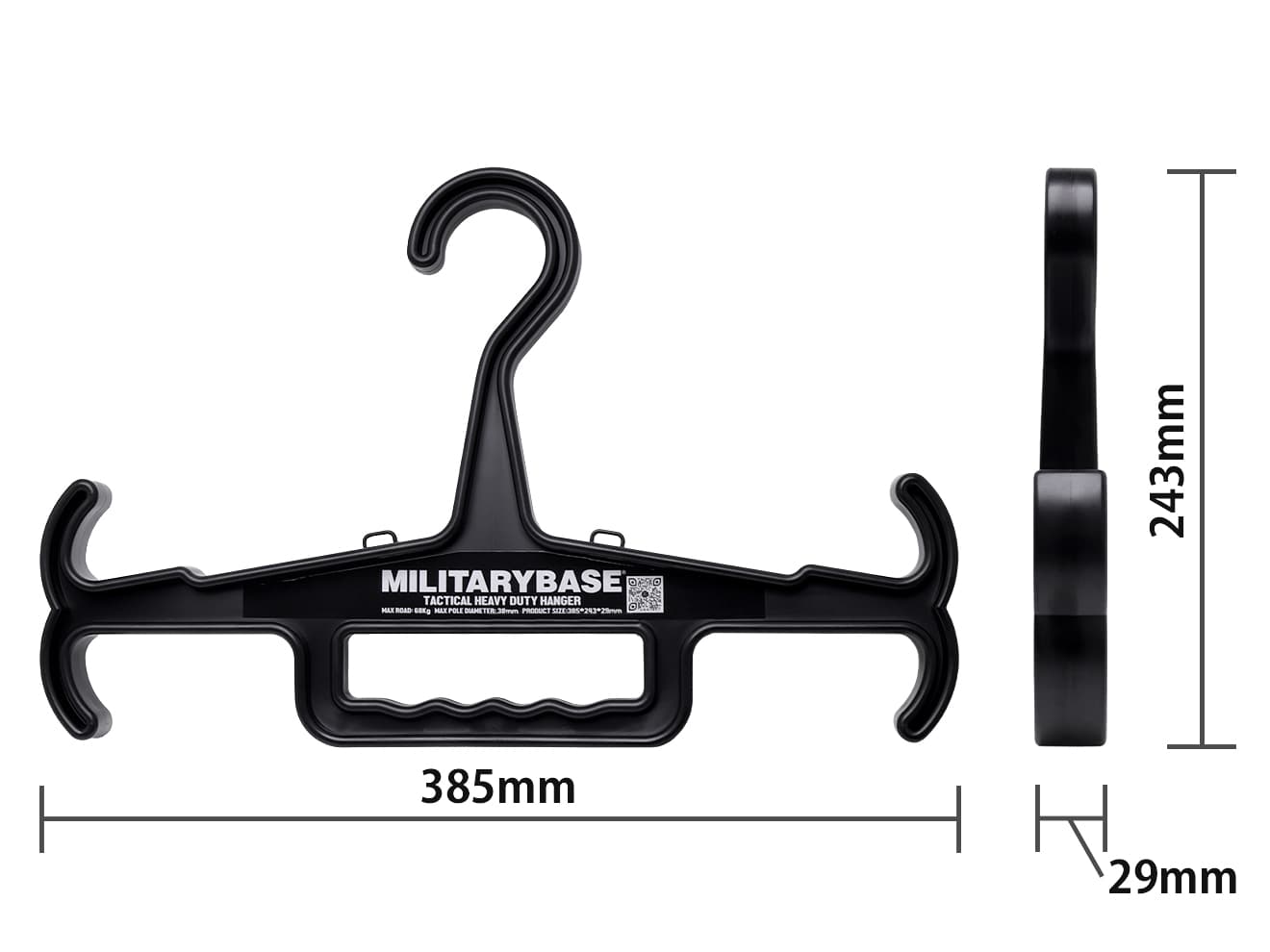 MILITARY BASE ヘビーデューティ タクティカル ハンガー EVO [セット内容：1個 / 3個 / 5個][カラー：BK / DE]