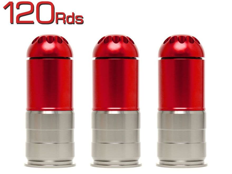 MILITARY-BASE(ミリタリーベース) フルメタル40mm ガスグレネード カート Gen.2 120Rds [入り数：1個 / 3個 / 6個]